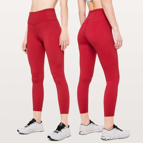 Lululemon Fast & Free 7/8 Tight II Nulux 25" - Dark Red - Size 2 - Picture 1 of 9